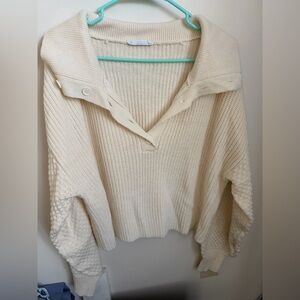 Double Zero Cream V-Neck Sweater